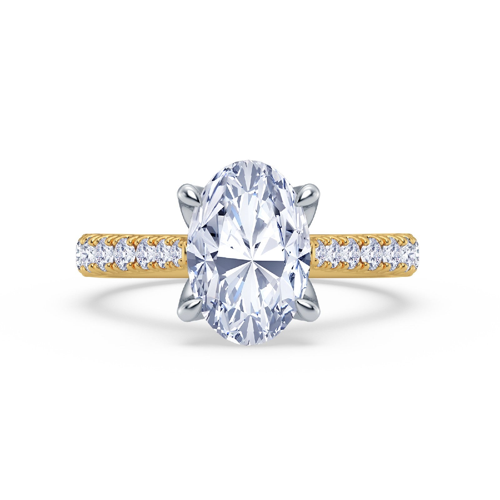The Illuminate Collection - Oval Diamond Engagement Ring with Diamond Shoulders