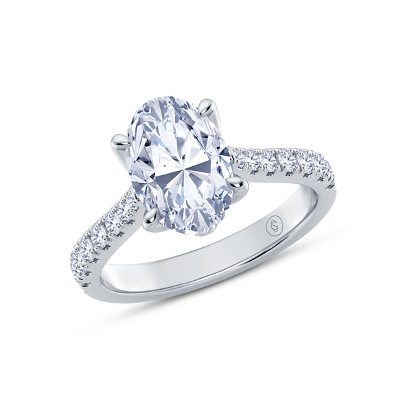 The Illuminate Collection - Oval Diamond Engagement Ring with Diamond Shoulders