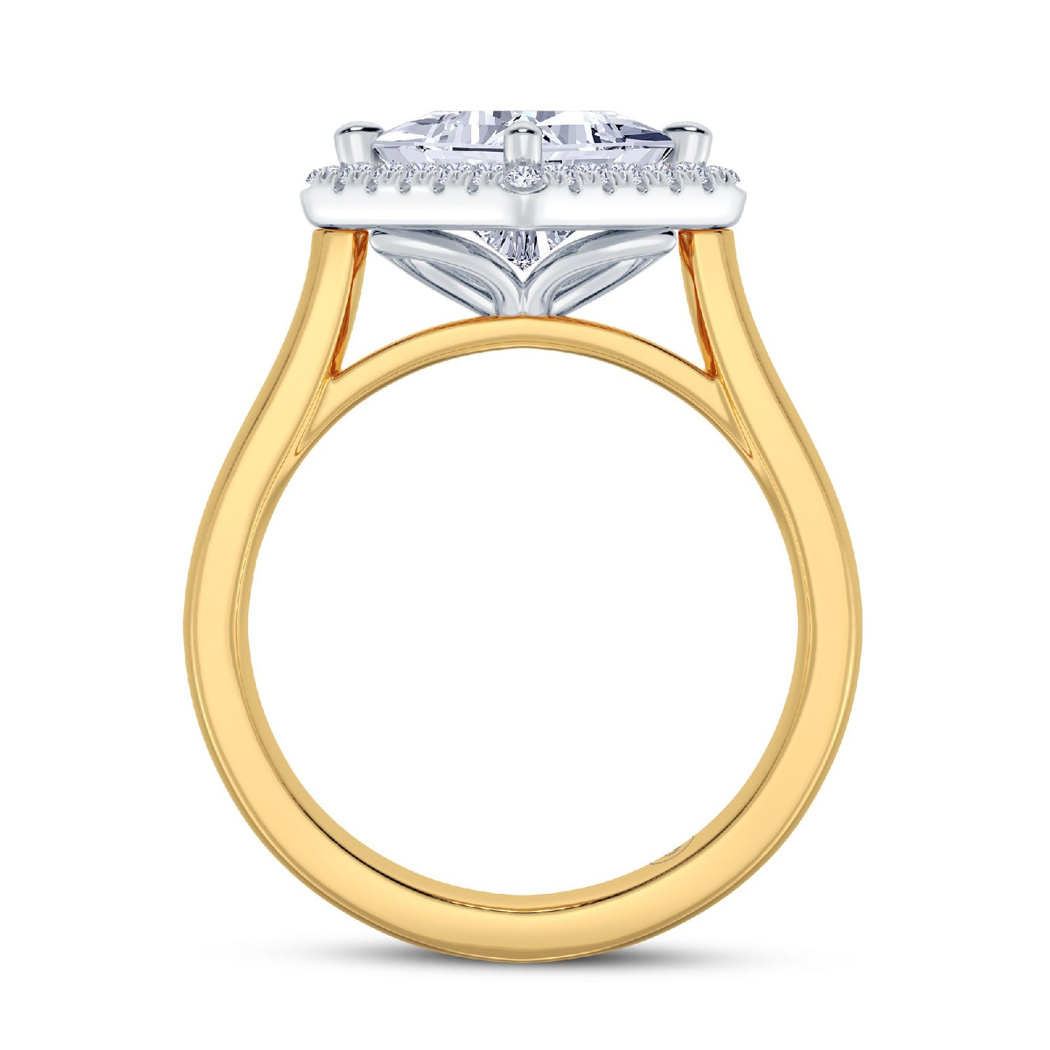 The Embrace - Princess Halo Diamond Engagement Ring (East-West)