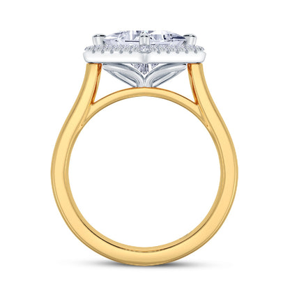 The Embrace - Princess Halo Diamond Engagement Ring (East-West)