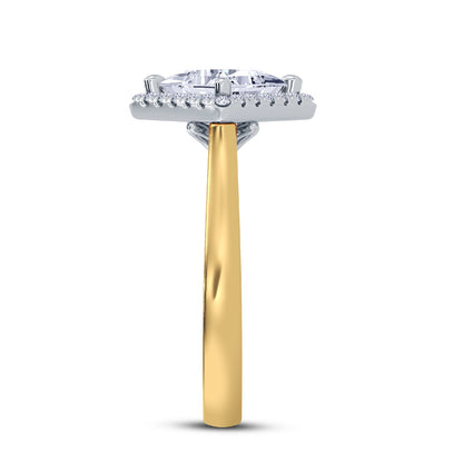 The Embrace - Princess Halo Diamond Engagement Ring (East-West)