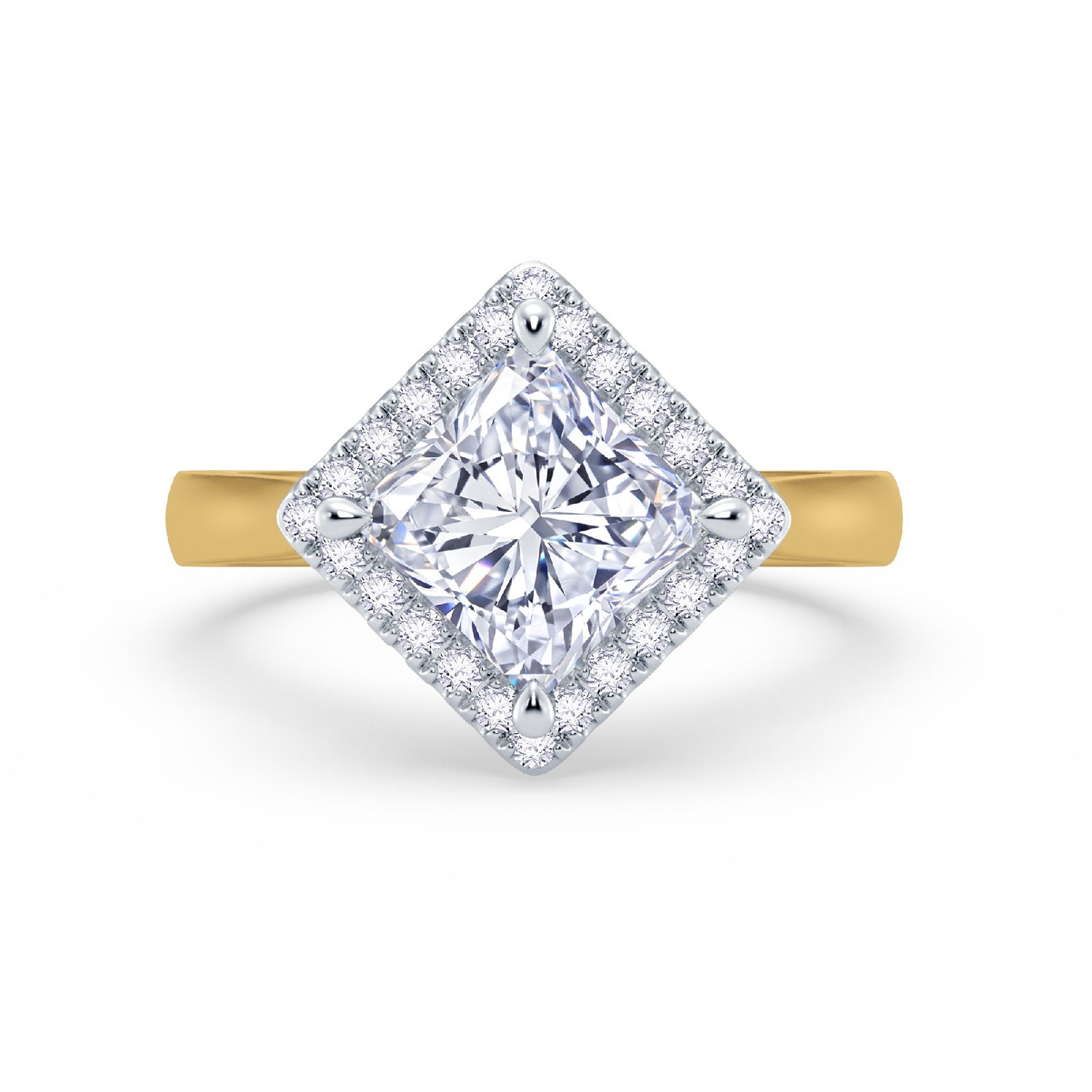 The Embrace - Princess Halo Diamond Engagement Ring (East-West)