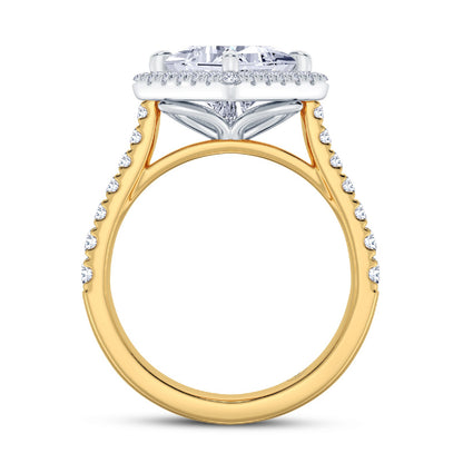 The Grandé Collection - Princess Cut Diamond Engagement Ring with Diamond Halo and Shoulders (East-West)