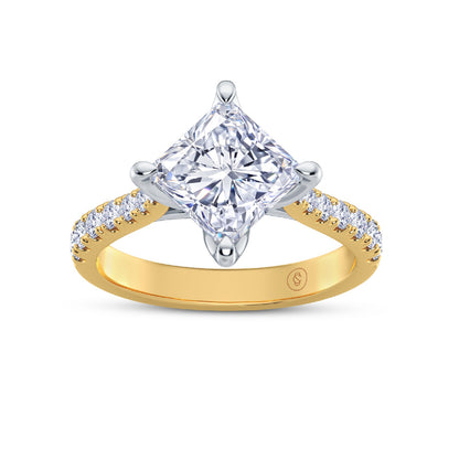 The Illuminate Collection - Princess Diamond Engagement Ring with Diamond Shoulders (East-West)