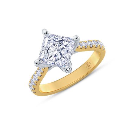 The Illuminate Collection - Princess Diamond Engagement Ring with Diamond Shoulders (East-West)