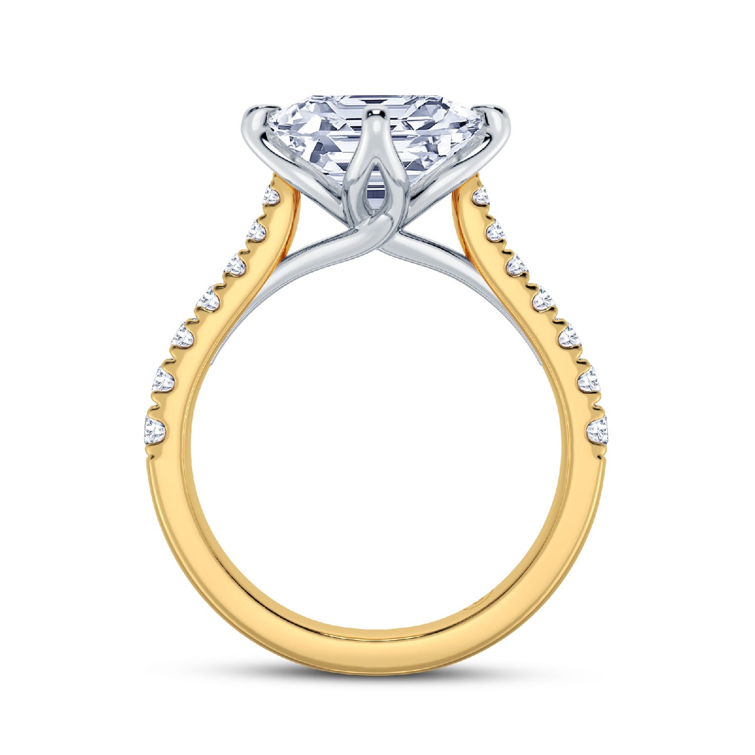 The Illuminate Collection - Princess Diamond Engagement Ring with Diamond Shoulders (East-West)