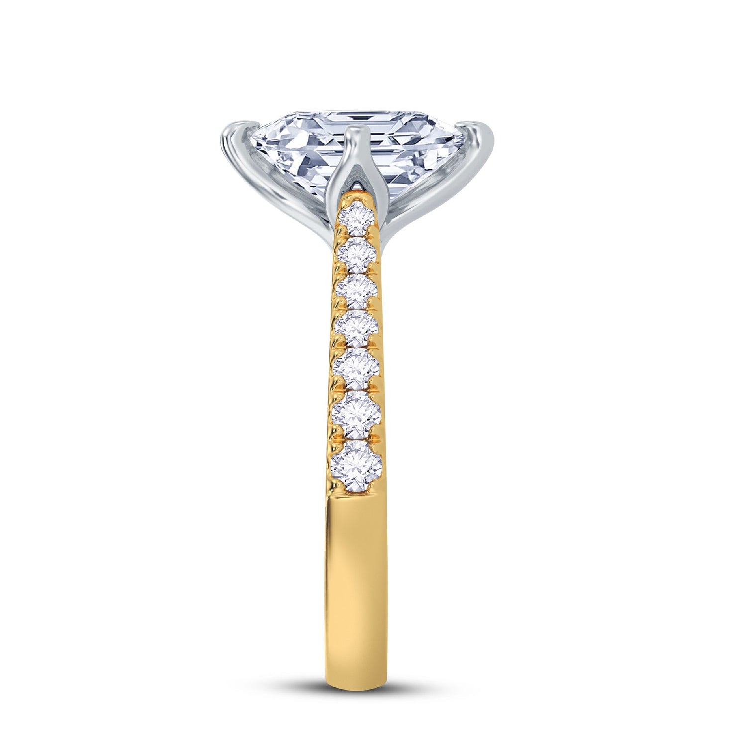 The Illuminate Collection - Princess Diamond Engagement Ring with Diamond Shoulders (East-West)