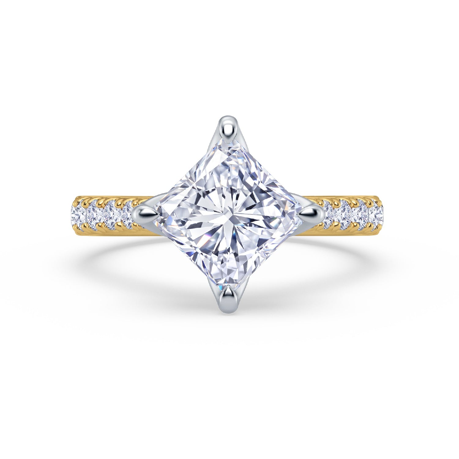 The Illuminate Collection - Princess Diamond Engagement Ring with Diamond Shoulders (East-West)
