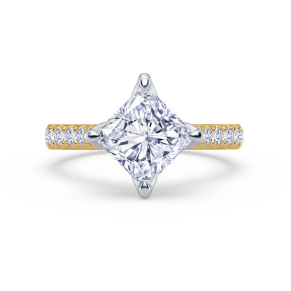 The Illuminate Collection - Princess Diamond Engagement Ring with Diamond Shoulders (East-West)