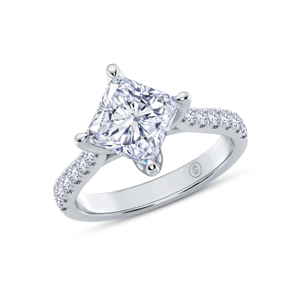 The Illuminate Collection - Princess Diamond Engagement Ring with Diamond Shoulders (East-West)