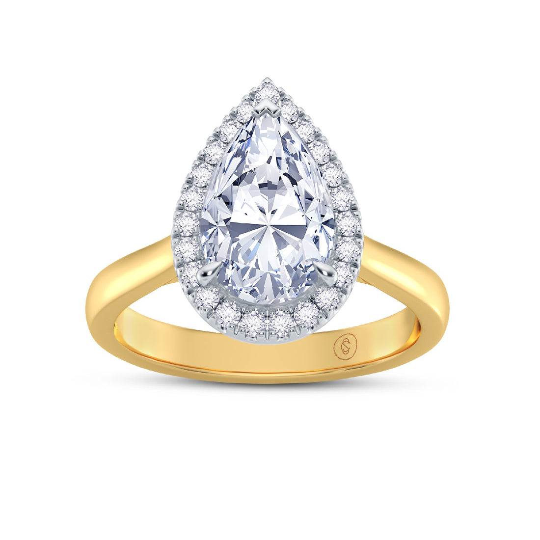 The Embrace - Pear Cut Halo Diamond Engagement Ring