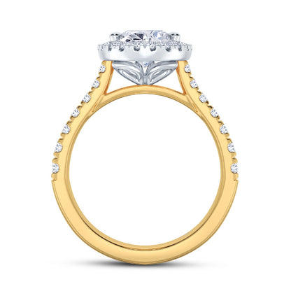 The Grandé Collection - Pear Cut Diamond Engagement Ring with Diamond Halo and Shoulders