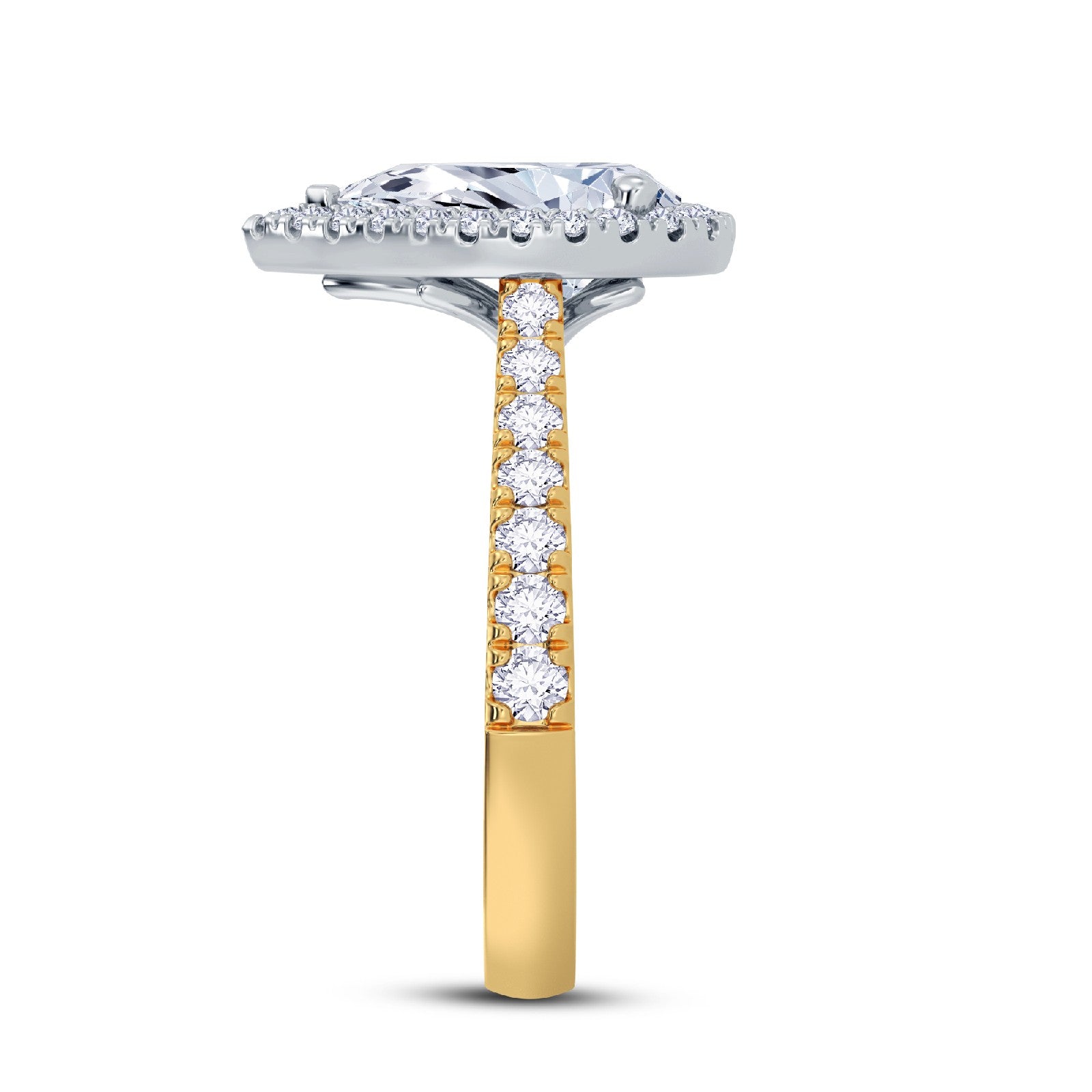 The Grandé Collection - Pear Cut Diamond Engagement Ring with Diamond Halo and Shoulders