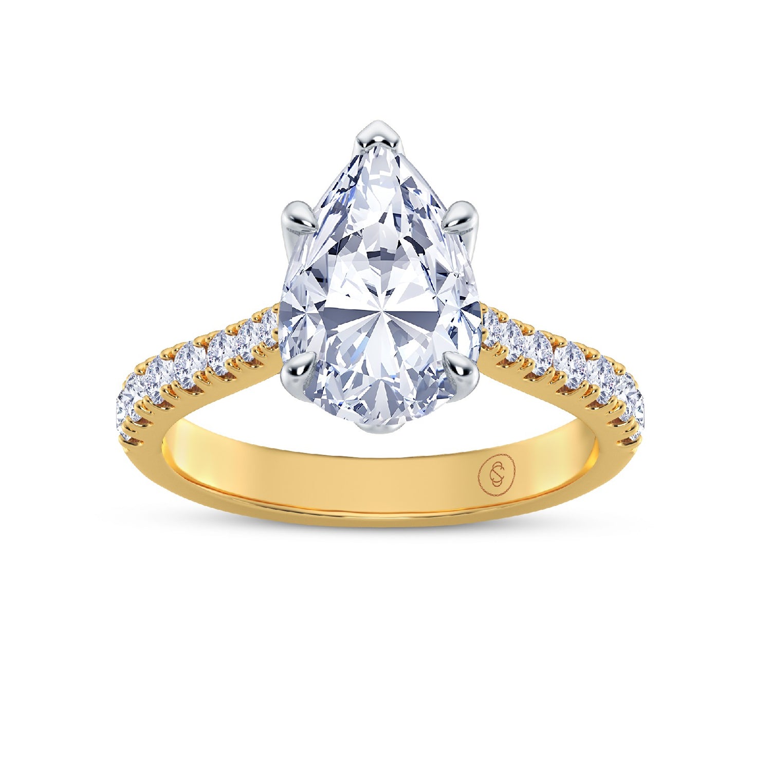 The Illuminate Collection - Pear Diamond Engagement Ring with Diamond Shoulders