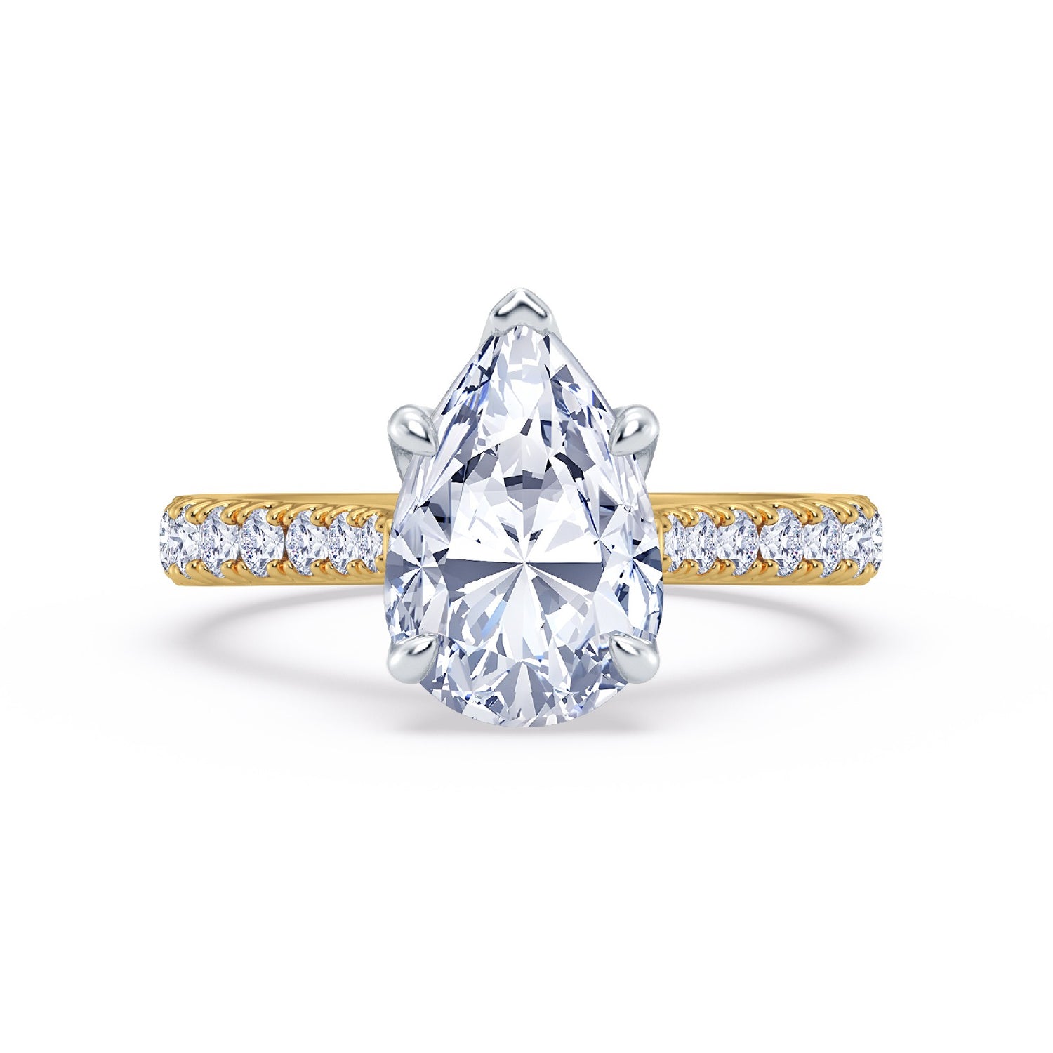 The Illuminate Collection - Pear Diamond Engagement Ring with Diamond Shoulders