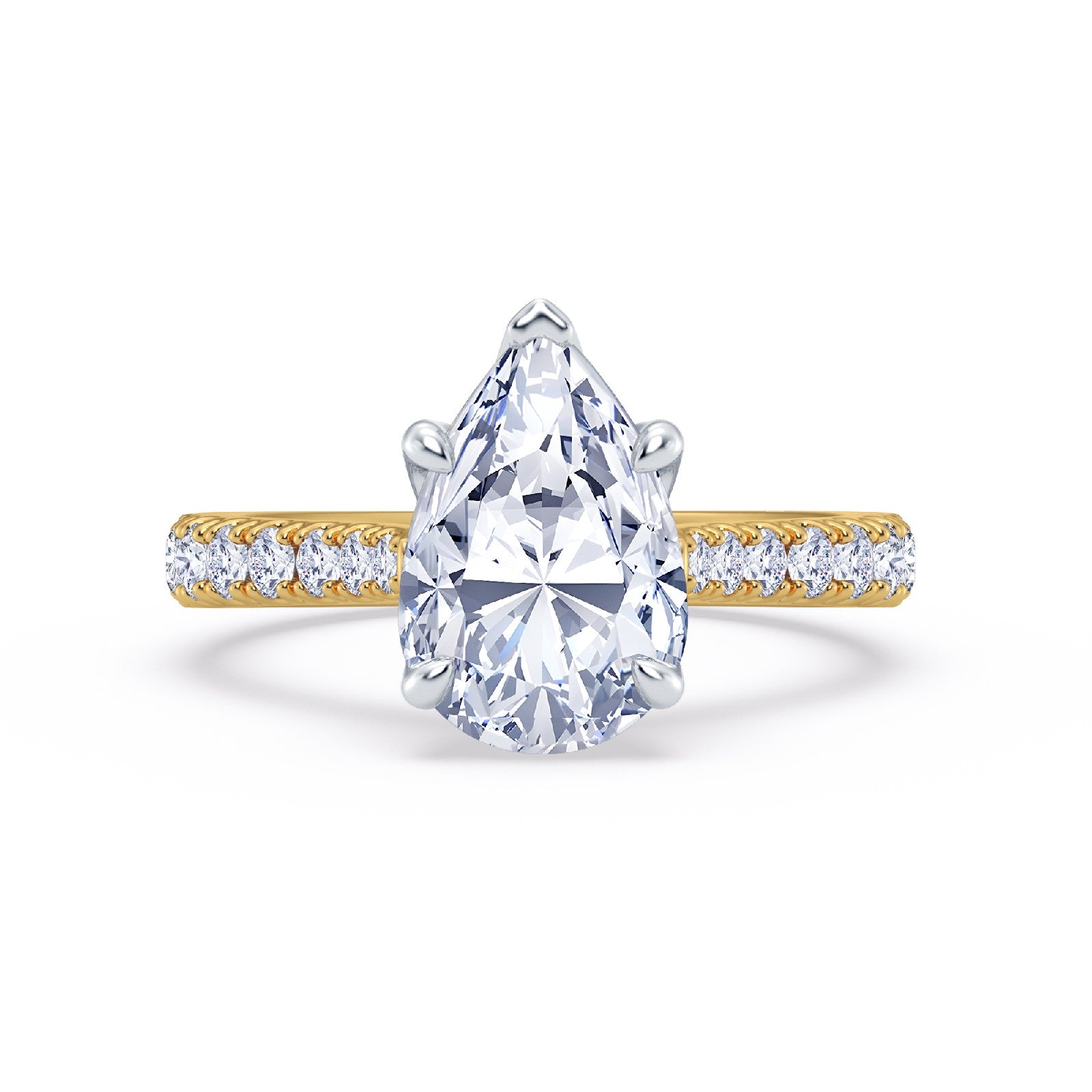 The Illuminate Collection - Pear Diamond Engagement Ring with Diamond Shoulders