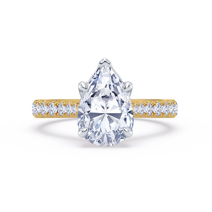 The Illuminate Collection - Pear Diamond Engagement Ring with Diamond Shoulders