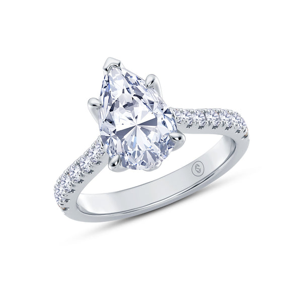 The Illuminate Collection - Pear Diamond Engagement Ring with Diamond Shoulders