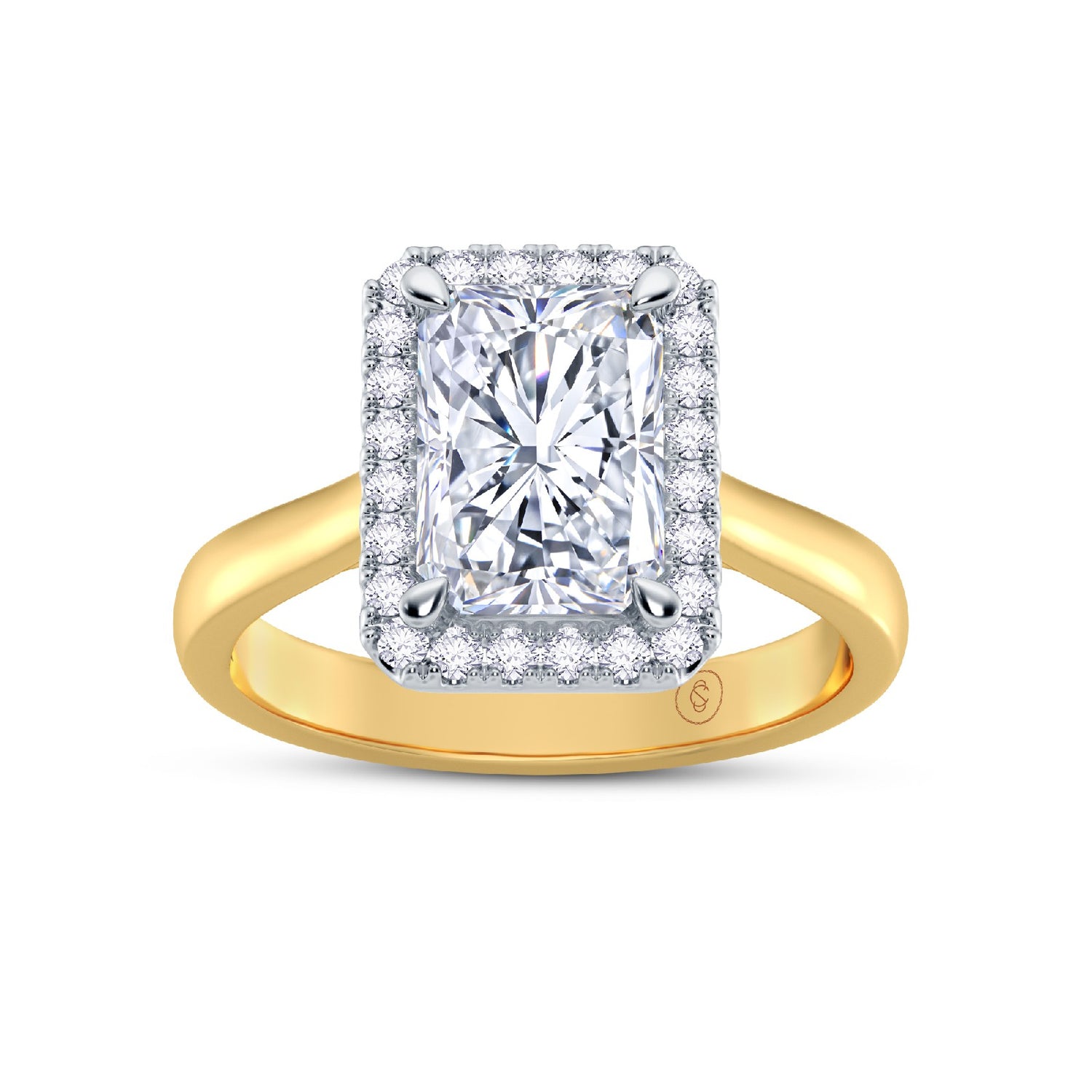 The Embrace - Radiant Halo Diamond Engagement Ring
