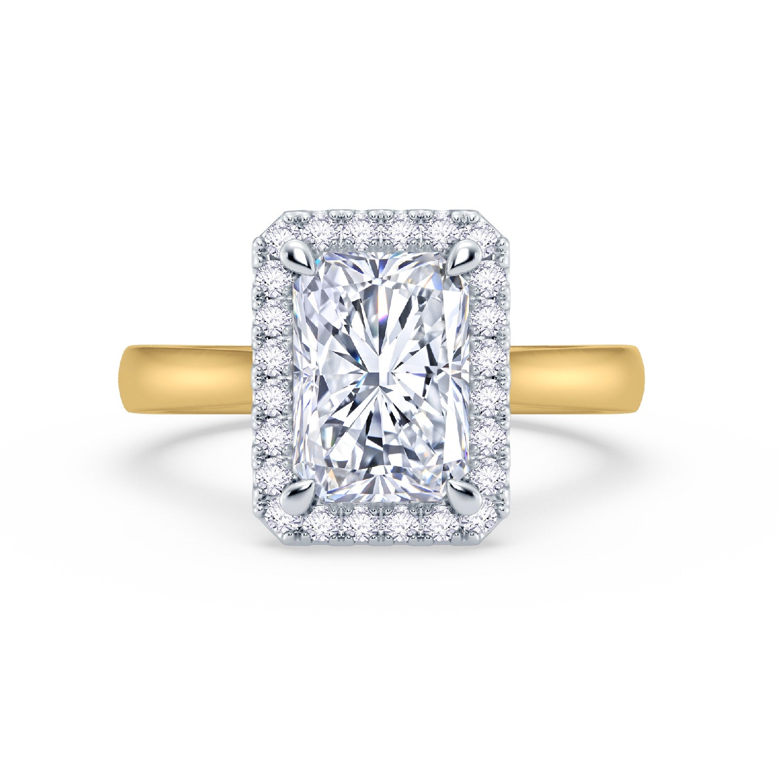 The Embrace - Radiant Halo Diamond Engagement Ring