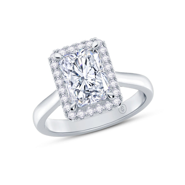 The Embrace - Radiant Halo Diamond Engagement Ring - Platinum angle