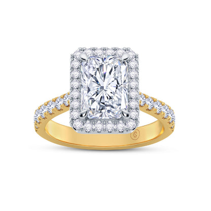 The Grandé Collection - Radiant Cut Diamond Engagement Ring with Diamond Halo and Shoulders