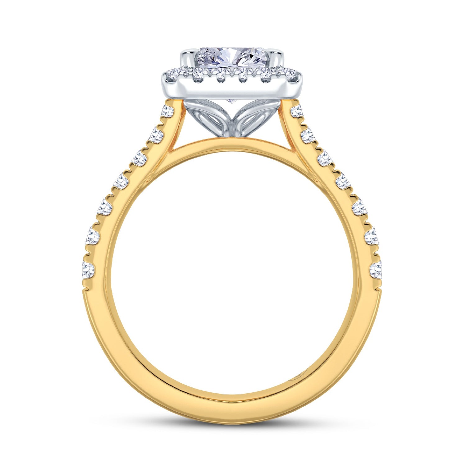 The Grandé Collection - Radiant Cut Diamond Engagement Ring with Diamond Halo and Shoulders