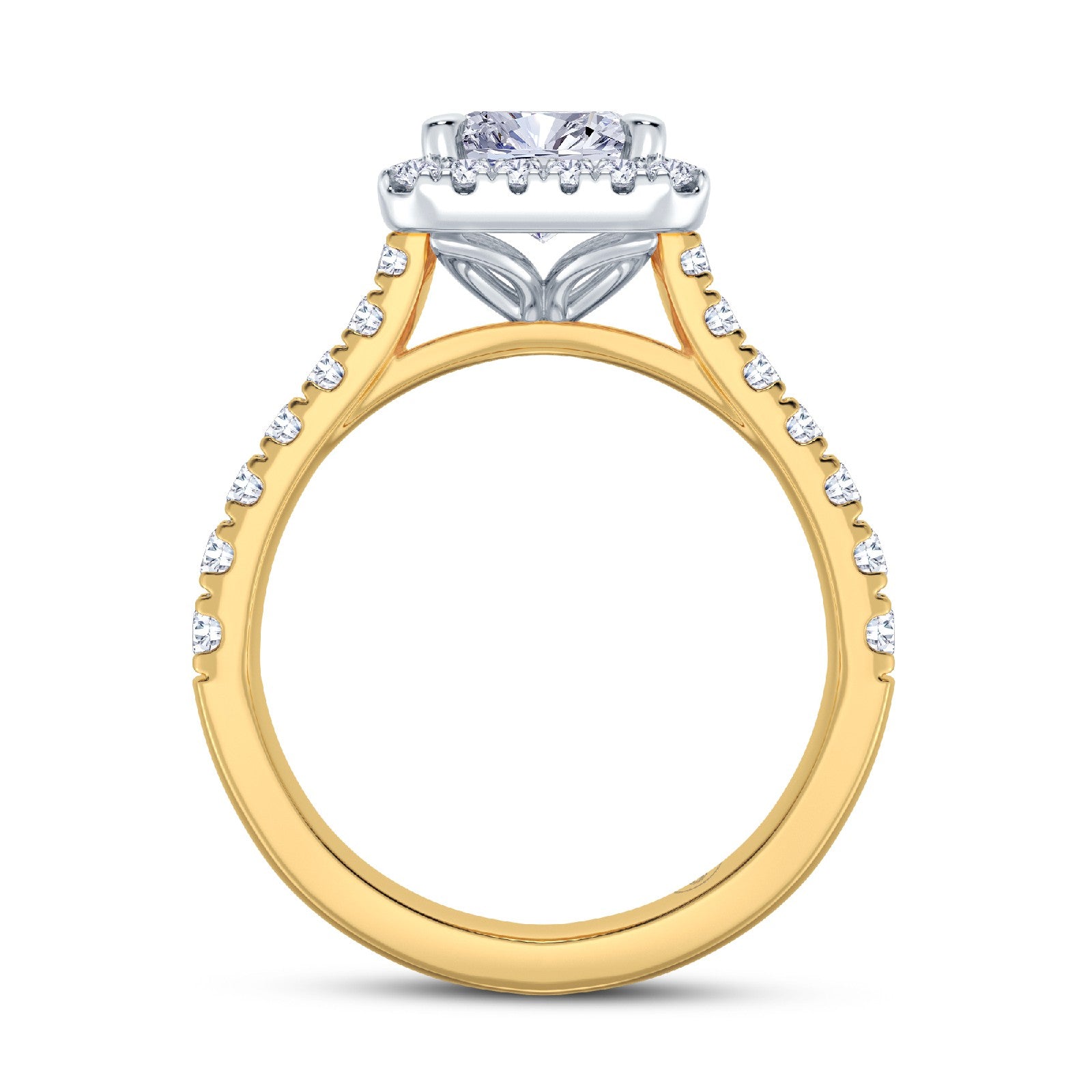 The Grandé Collection - Radiant Cut Diamond Engagement Ring with Diamond Halo and Shoulders