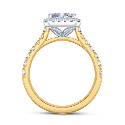 The Grandé Collection - Radiant Cut Diamond Engagement Ring with Diamond Halo and Shoulders