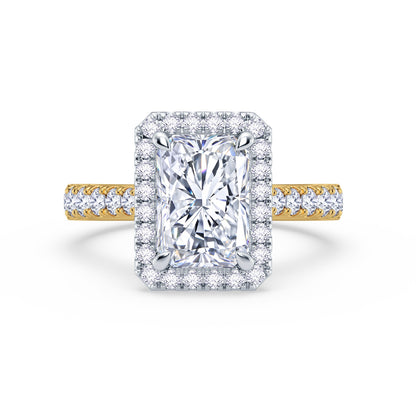 The Grandé Collection - Radiant Cut Diamond Engagement Ring with Diamond Halo and Shoulders