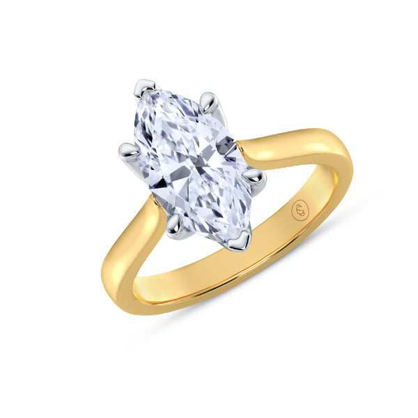 The One - Marquise Diamond Engagement Ring - Yellow Gold and Platinum