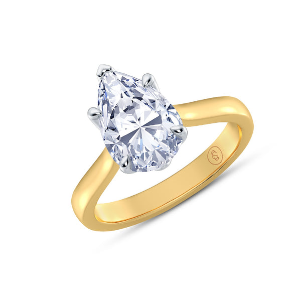 The One - Pear Diamond Engagement Ring - Yellow Gold and Platinum