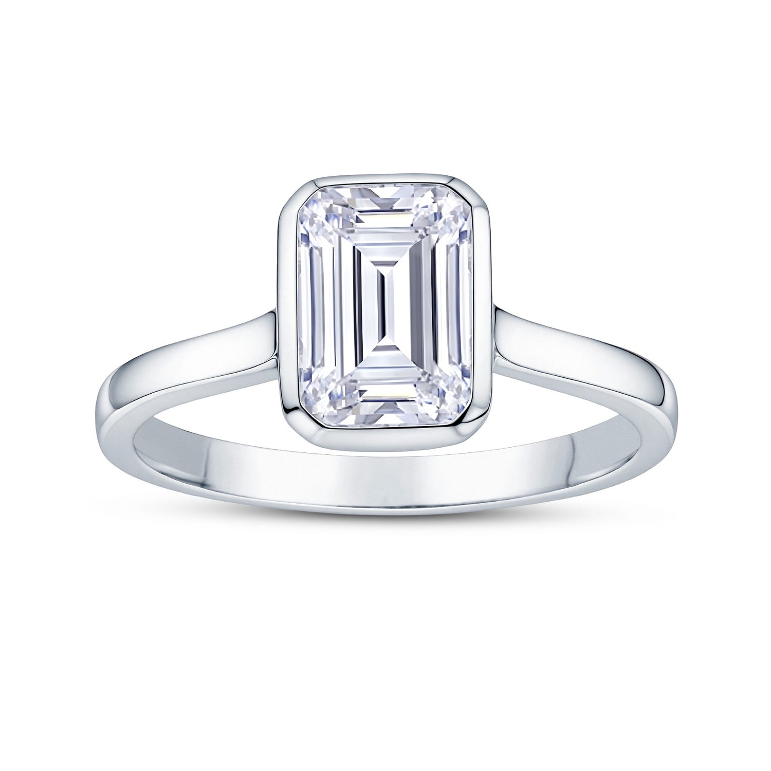 Radiant Orbit Crossover Solitaire Engagement Ring