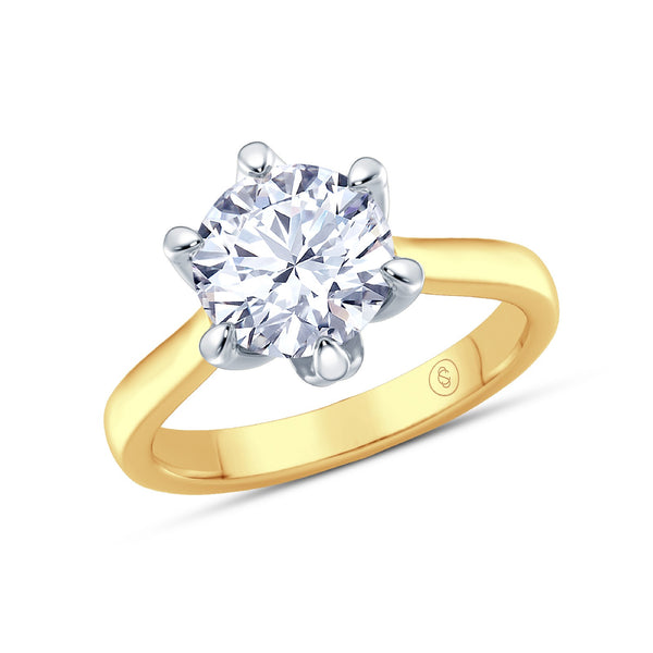 The One - Round Brilliant Diamond Engagement Ring - Yellow Gold and Platinum
