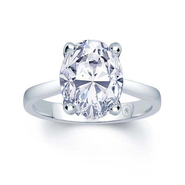 Oval Crossover Solitaire Engagement Ring