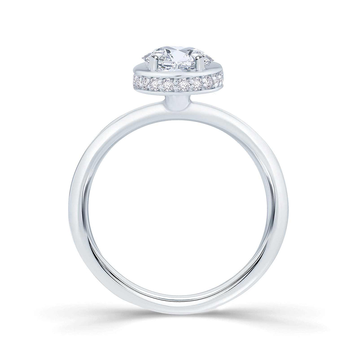 Oval Bezel Halo Solitaire Engagement Ring