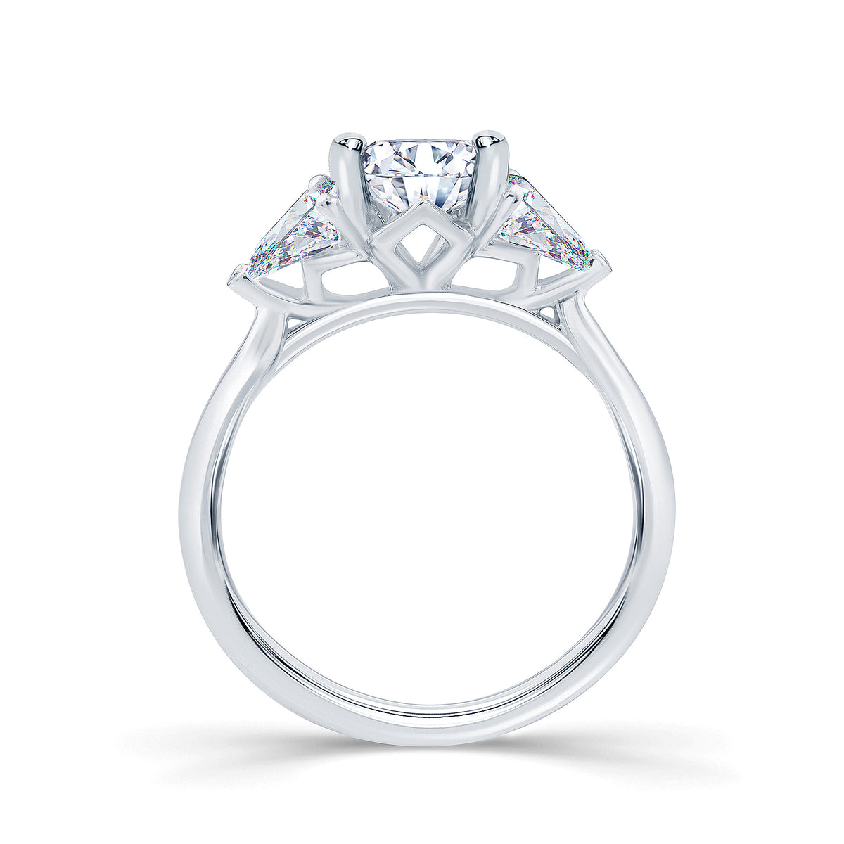 Round With Pear 3 Stone Engagment Ring