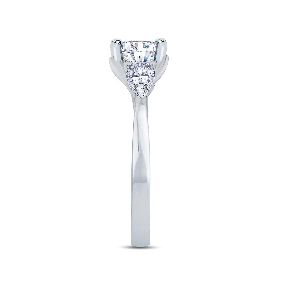 Round With Pear 3 Stone Engagment Ring