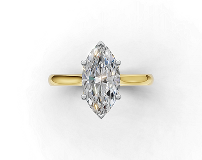 Marquise Solitaire Diamond Engagement Ring with Diamond-Accented Bridge