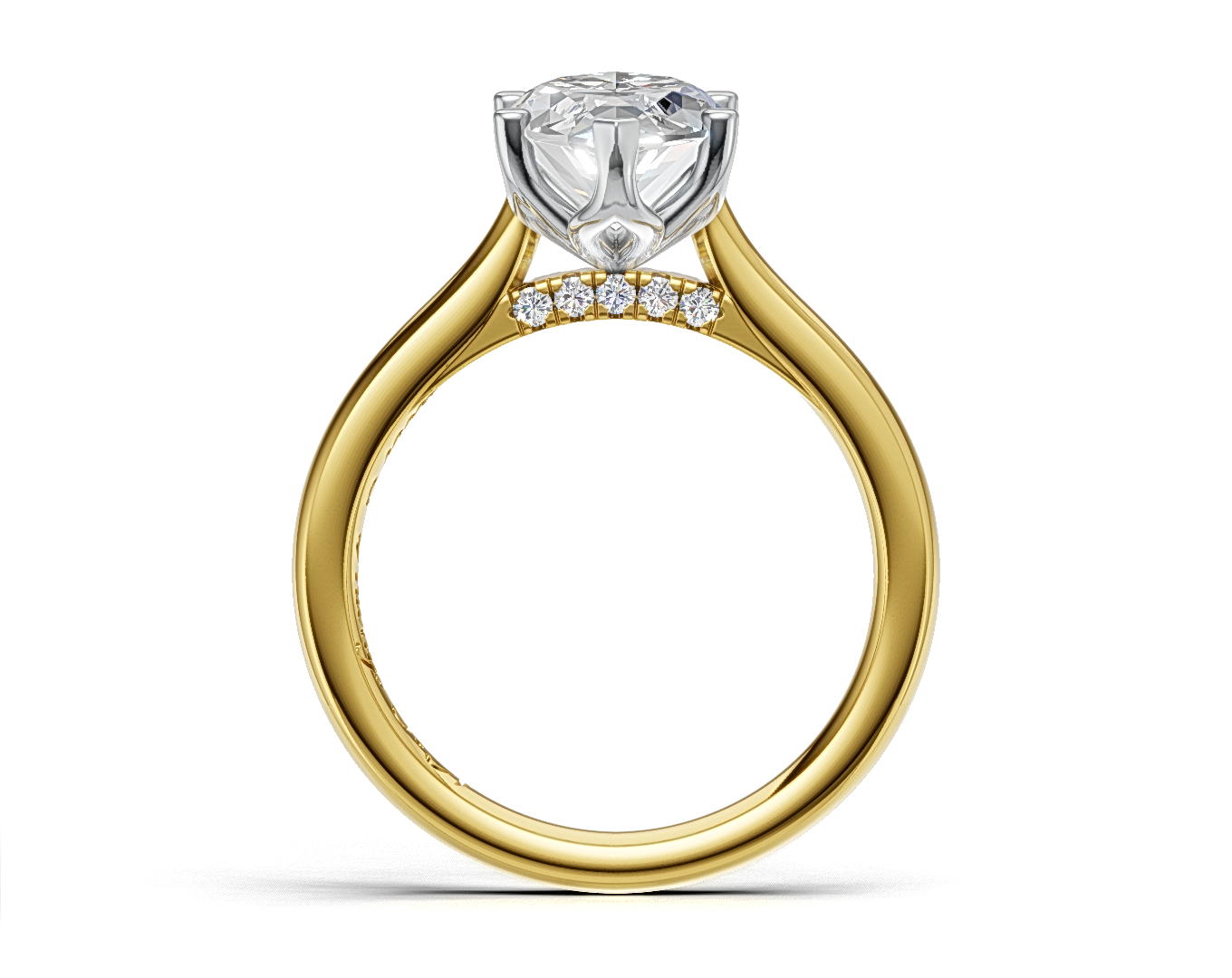 Marquise Solitaire Diamond Engagement Ring with Diamond-Accented Bridge
