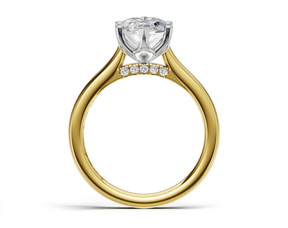Marquise Solitaire Diamond Engagement Ring with Diamond-Accented Bridge