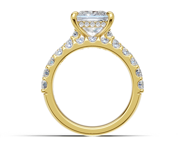 Princess-Cut Engagement Ring with Shoulder Diamonds and Matching Bands